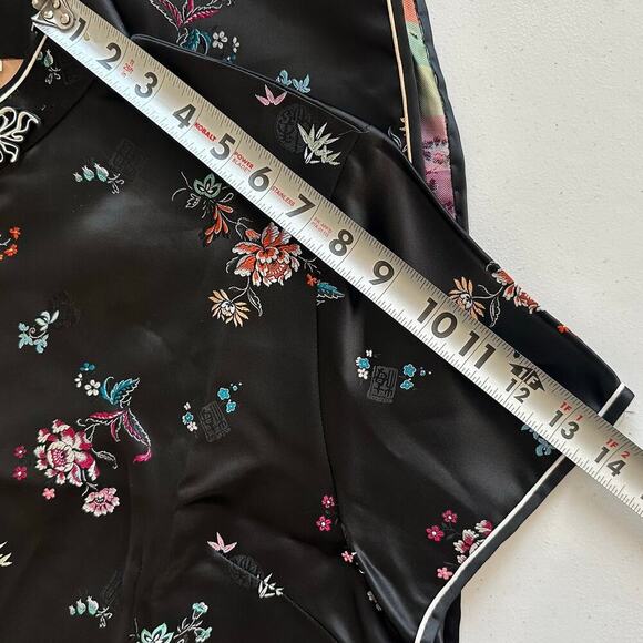 Handmade Black Japanese Traditional Cheongsam Kimono Dress- 40-Approx. 4-6 - Picture 7 of 11